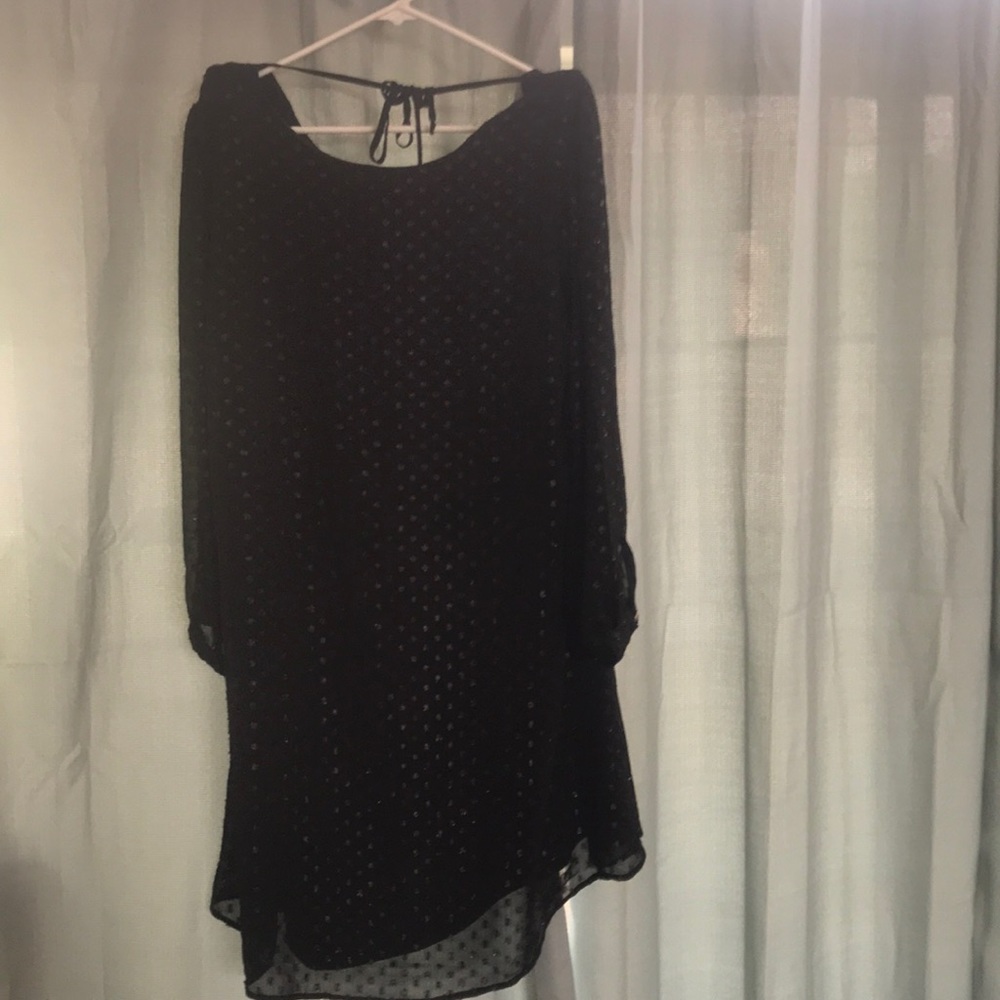 Ava & Viv Black Dress - Long See-Through Sleeves